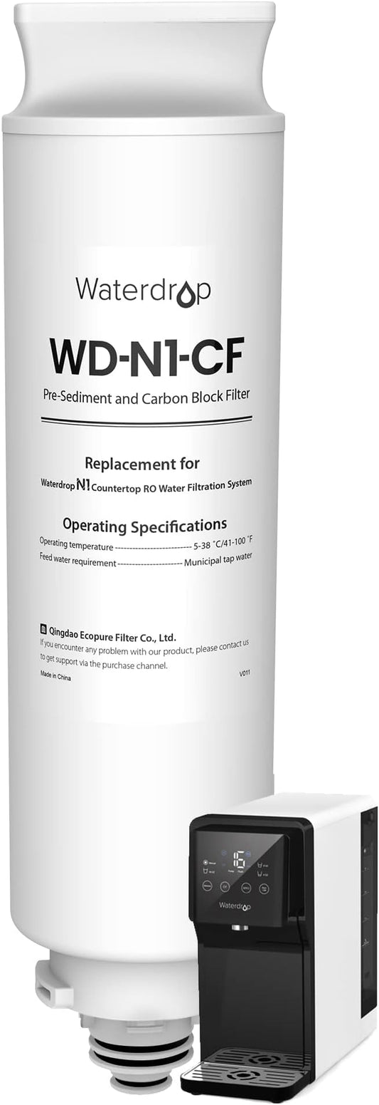 Waterdrop WD-N1-CF Water Filter, Replacement for N1 Countertop Reverse Osmosis System, 6-month Lifetime