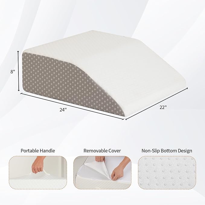 8" Leg Elevation Pillow for Swelling, Cooling Bed Wedge Pillow for Circulation, Leg Pillows for Sleeping, Keens, Legs, Back and After Surgery