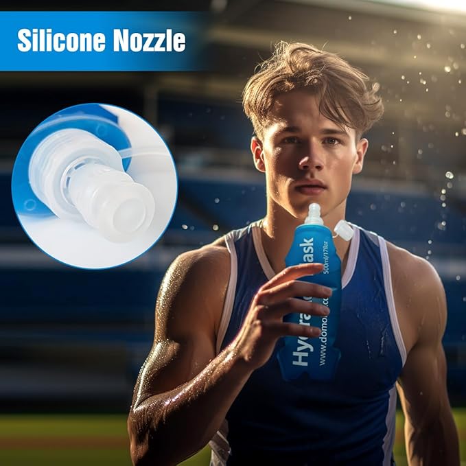 500ML Soft Flask, Running Water Bottle Foldable TPU Hydration Flask for Running Hydration Pack Cycling Hiking Marathon, Pack of 2