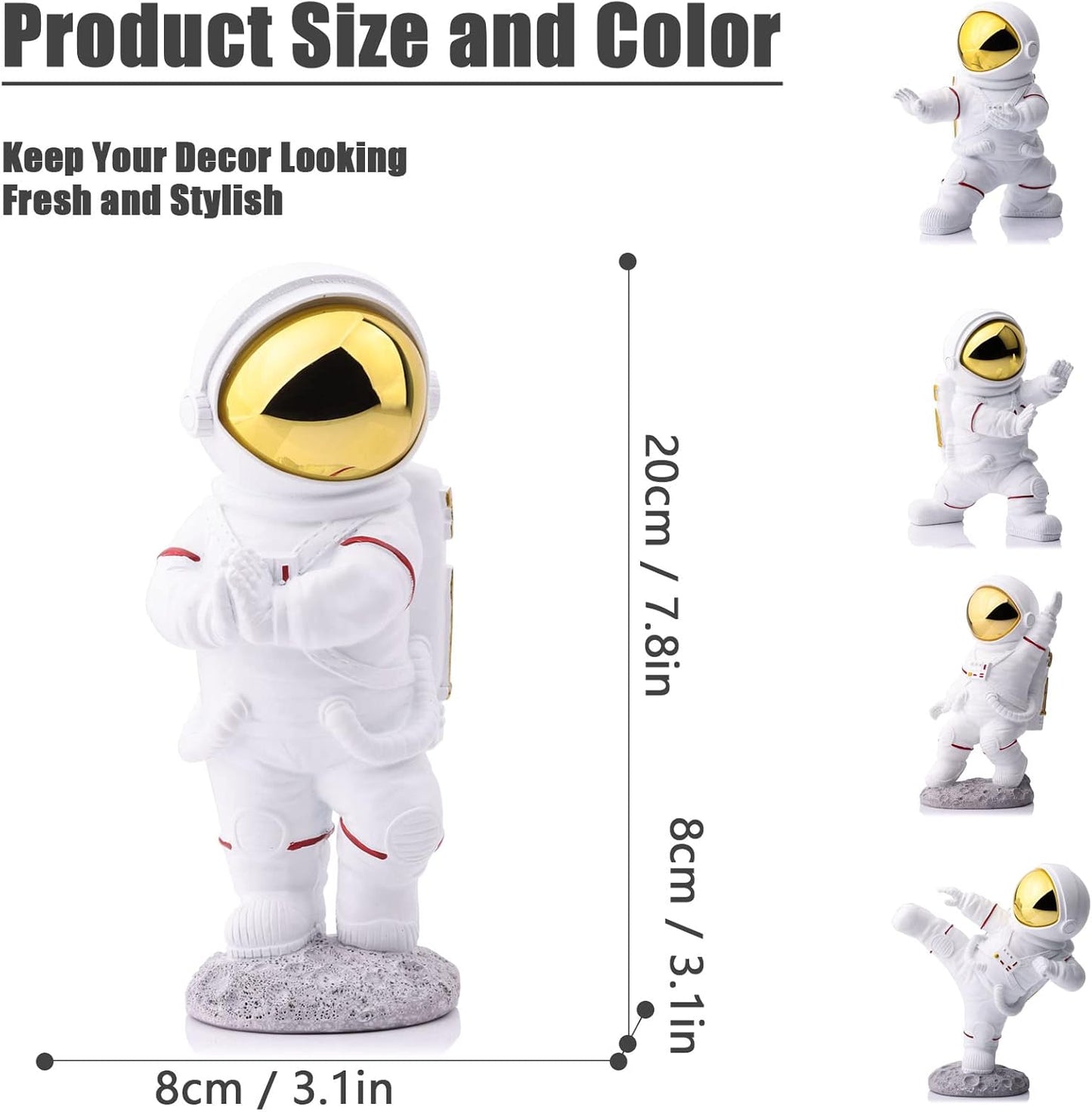 Astronaut Figurine Statue,Outer Space Room Decor,Astronaut Decor,Kung Fu Astronaut Figure Sculpture for Desktop Tabletop Decor, Resin Spaceman Planet Desk Ornament for Outer Space Themed Bedroom Decor