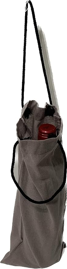 Cotton Wine Bags (Grey, 6" X 14" X 4")
