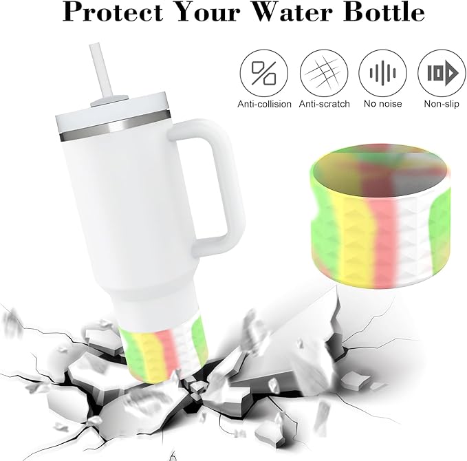Protective Silicone Bottle Cover Set for Stanley Quencher H2.0 40 30 20 oz Tumbler with Handle & Iceflow, Anti-Scratch Cover Boot for Stanley Cup Accessories BPA Free (B)