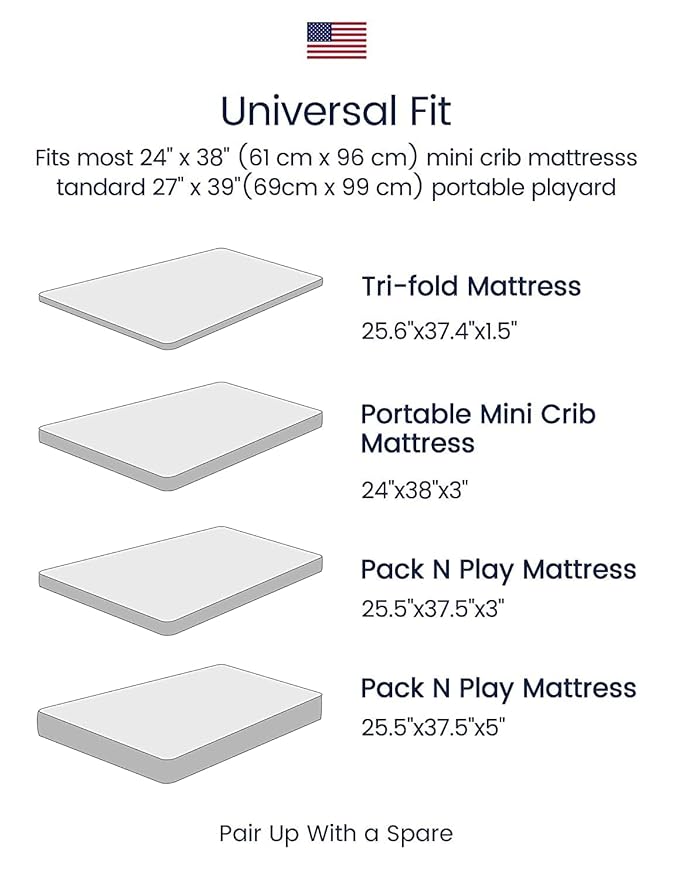 TotAha Mini Crib Sheets Boho Rainbow, Hypoallergenic Pack N Play Mattress Sheets, Buttery Soft Pack and Play Fitted Sheets 24x38x5, 2 Pack