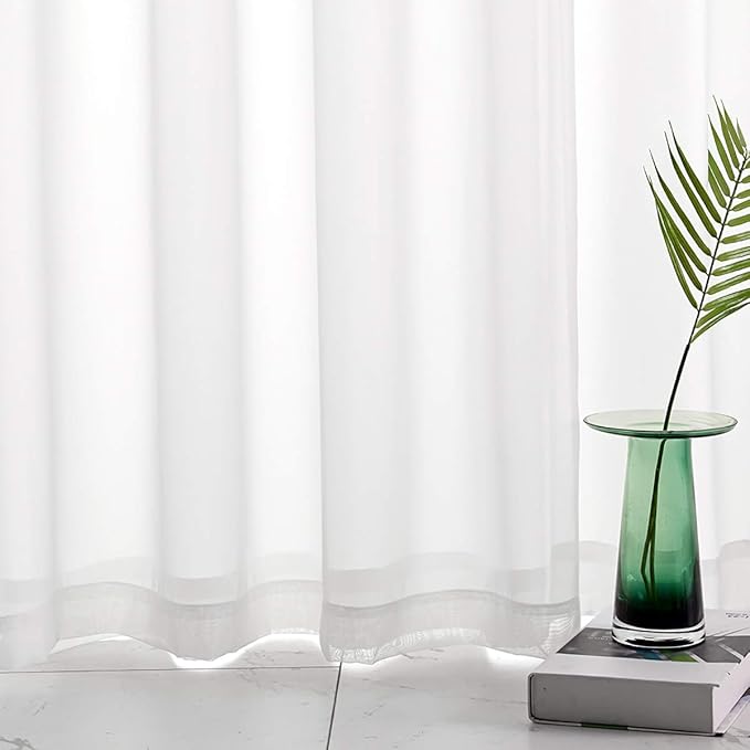 White Sheer Curtains 95 Inches Long Translucent Solid Color Sheer White Curtains 95 Inches Long 2 Panels Rod Pocket White Sheers 95 inch Curtains for Bedroom Living Room Party 52x95
