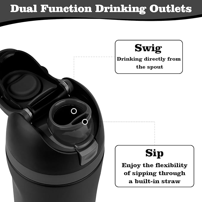 Moukiween Replacement Cap for Owala Freesip Bottle, One Button Water Bottle Top Lid Accessories Compatible with Owala Cup 16oz 24oz 32oz 40oz, BPA-Free, No Water Leakage, Black