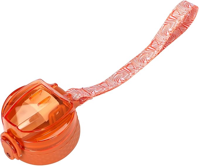 OLDLEY Replacement Straw Lid for 15 oz Water Bottle, Leakproof Spillproof Dustproof One-Click Open Cap with Carry Strap