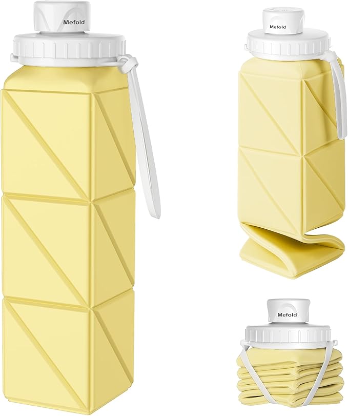 Collapsible Water Bottles,Leakproof BPA-Free Silicone Foldable Portable Water Bottle Cup 21oz,Food-Grade Travel Bottles,Lightweight Reusable Water bottle for Cycling Gym Camping Sports Outdoor