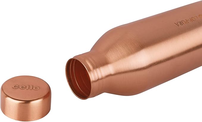 Cello Moksh Copper Bottle | 100% Leak Proof | BPA Free | Office Bottle | Gym Bottle | Yoga Bottle | Hiking | Treking Bottle | Travel Bottle, (Brown, 34oz)