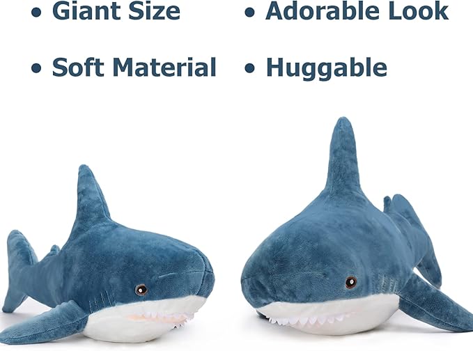 MorisMos Giant Stuffed Animal Shark Plush, Shark Stuffed Animal Large, Soft Shark Pillow Stuffed Toy for Kids, 32in