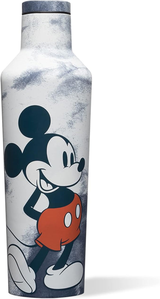 Corkcicle Disney Mickey Mouse 16 Ounce Canteen Triple Insulated Stainless Steel Water Bottle with Screw Cap and Extra Wide Mouth, Tie Dye