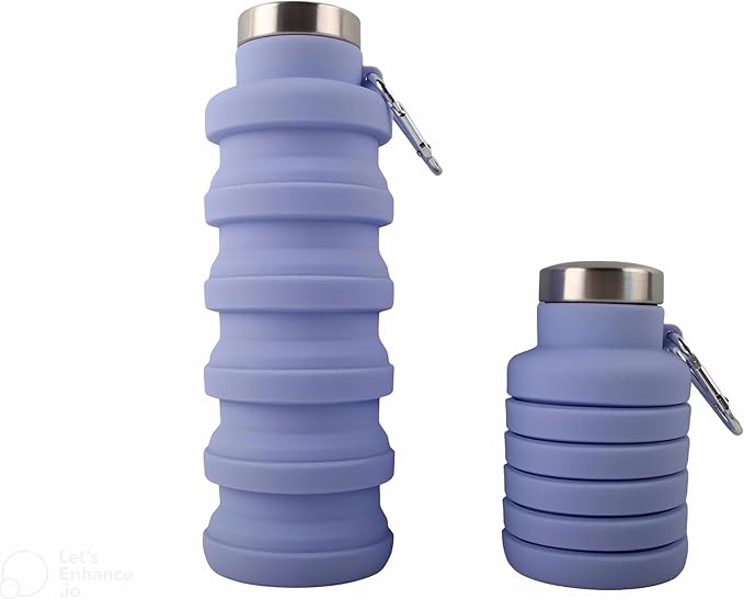 Foldable Water Bottle, 500 ml, BPA Free, Silicone Bottle for Travel, Gym, Cycling, Hiking (Purple)