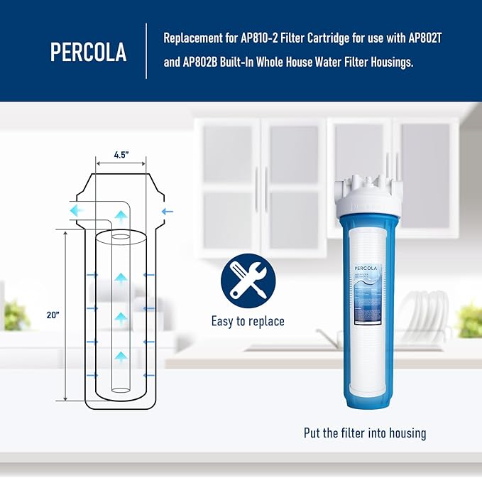 AP810-2 Large Capacity Whole House Replacement Water Filter Drop-in Cartridge, Use with AP802 Systems, 20 X 4.5 Inches (2 Pack)