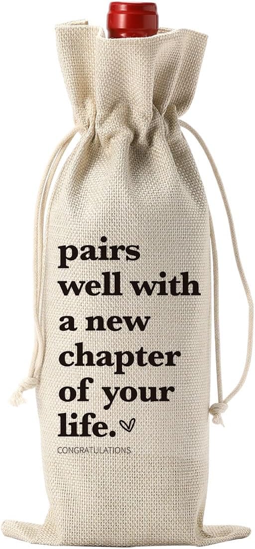 XFW 1 Pcs Funny New Chapter Wine Bag New Beginnings Gifts for Women Men Farewell Gifts for Friends Going Away Gifts for Coworkers Women Men Moving Away Gifts for Friends New Teacher Gifts