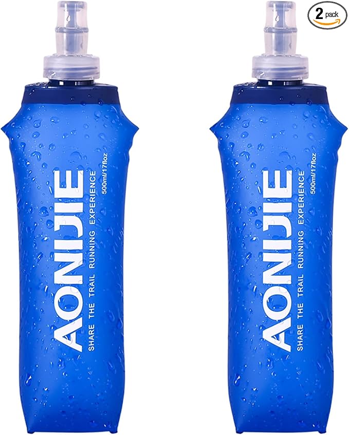 TRIWONDER TPU Soft Folding Water Bottles BPA-Free Collapsible Flask for Hydration Pack - Ideal for Running Hiking Cycling Climbing (500ml/16.9oz - Pack of 2)
