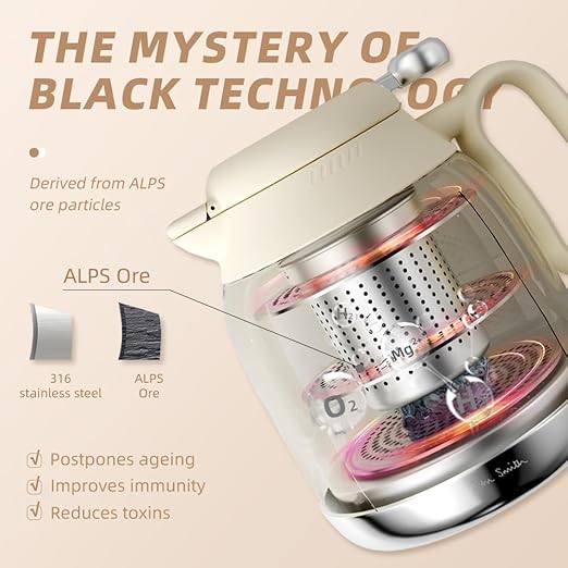 JOHNSMITH Hydrogen Water Kettle 50oz Stainless Steel Thermostatic Kettle Hydrogen-Rich Water and Weakly Alkaline Water (red)