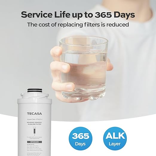 Alkaline Remineralization & pH Inline Water Filter, Replacement for TECASA Under Sink Tankless Reverse Osmosis System, 1-year Lifetime