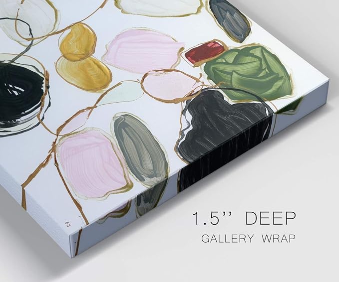 Renditions Gallery Canvas Wall Art Modern Paintings Decorations Colorful Brushstroke Jewels Abstract Watercolor Wall Hanging Artwork Prints for Bedroom Office Kitchen - 32"x48" LT33