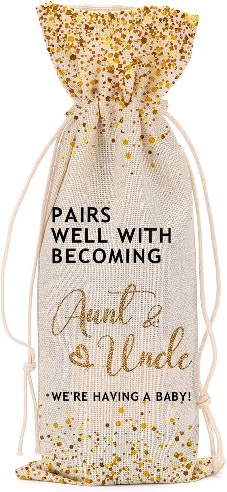 Pregnancy Announcement Wine Bag Grandparents Baby Announcement Baby Announcements Ideas for Women Men Aunt Uncle Bestie Sister Friend Congratulations Wine Bags