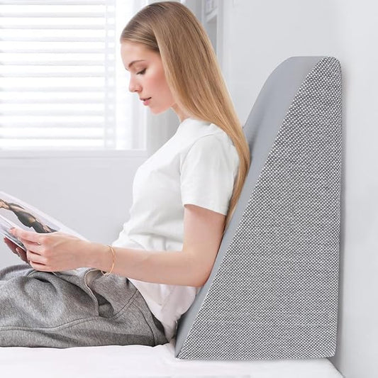QUINEEHOM Wedge Pillow for Sleeping, 12 Inch Triangle Bed Wedge for Adults, Memory Foam Wedge with Washable Cover, Hypoallergenic 30 Degree Pillow Wedge for Acid Reflux, Knee, Snoring, Dark Grey