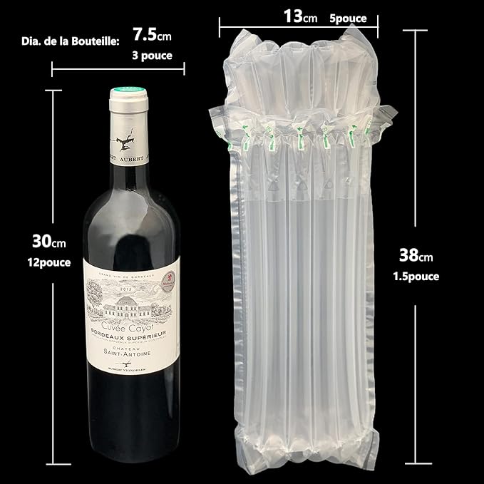 50 Pack Wine Bottle Protectors Inflatable Cushion Bags With Pump, Cushioning Wrap For Wine Bottles Airbag Packaging For Glass Bottles In Suitcase, Airplane, Express Delivery, Air Column Cushioning