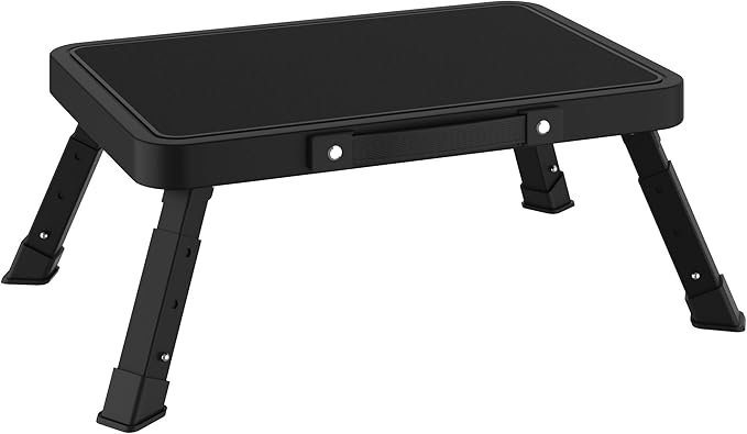 Folding Step Stool for Adults Kids, Heavy Duty Height-Adjustable Foldable Stepping Stool with Non-Slip Platform,Collapsible Foot Step Stool for Bathroom Bedroom Kitchen RVs with 500 LBS Capacity,Black