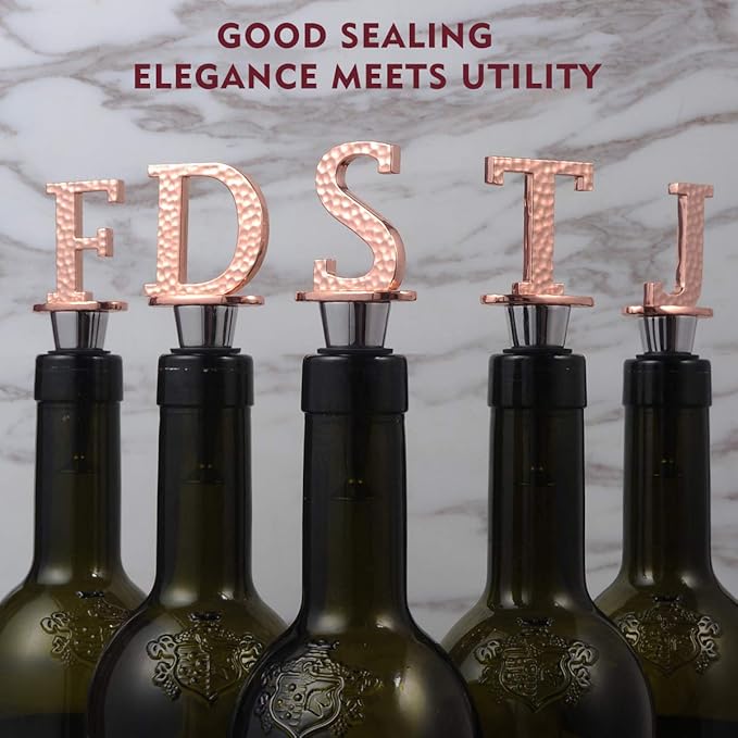 Miicol Wine Stopper, Prosecco Stopper, Wine Bottle Stopper, Personalised Champagne Stopper, Rose Gold Wine Accessories, Wine Lovers Gift, Monogram Gift, Letter S