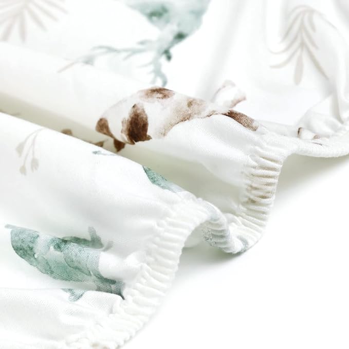 Stretchy Ultra Soft Jersey Knit Fitted Pack n Play Sheets Set 2 Pack, Portable/Mini Crib Sheets for Boys and Girls, Stylish Playard Sheets Fitted Safe and Snug, African Savannah Animals Pattern