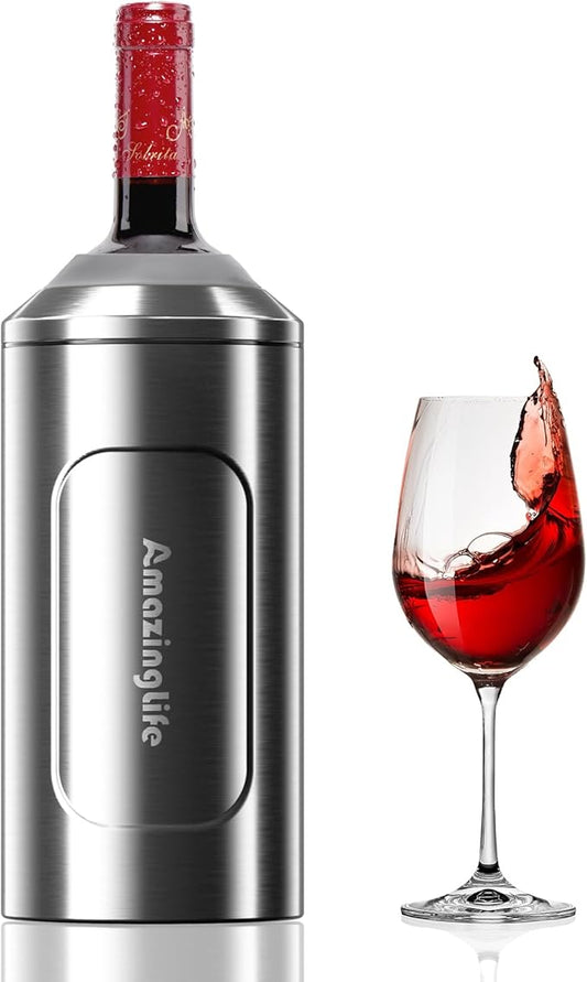 Wine Chiller Bucket, Portable 750ml Champagne & Wine Bottle Cooler, Stainless Steel Vacuum Insulated, Keeps Wine & Beverages Cold, Perfect Gift for Wine Lovers