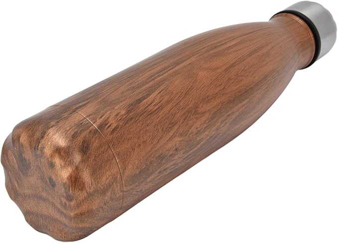 Thermal Flask, Water Bottles Durable Stainless Steel Double Wall Easy to for Camping Hiking Travel for School Outdoor Sports(Wood Grain)