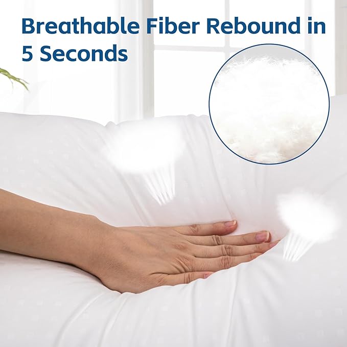 Wansimoo Bed Pillows for Sleeping Standard Size Set of 4,Comfortable Hotel Cooling Pillows 4 Pack, Soft & Support Pillows for Back, Stomach or Side Sleepers