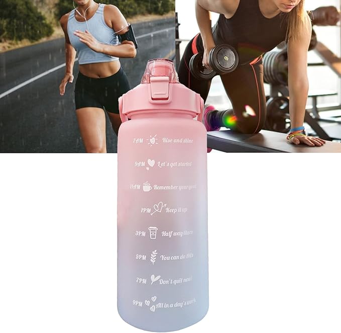 Frosted Gradient Color Rinking Bottles with Straw, Open Leakage Proof Sports Water Cup for Office, Gym, Outdoor(Pink)