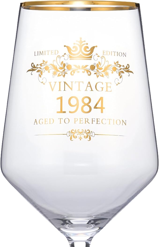 MOMRNTAIL Vintage 1984 40TH Birthday Goblet Gifts, 16OZ Goblet Wine Glass, 40 Year Old Birthday Decorations For Women men, Funny 40 Bday Gifts Idea For Friends, Sister,Dad, Mom - Turning 40 Present