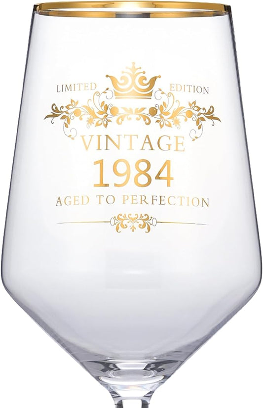 MOMRNTAIL Vintage 1984 40TH Birthday Goblet Gifts, 16OZ Goblet Wine Glass, 40 Year Old Birthday Decorations For Women men, Funny 40 Bday Gifts Idea For Friends, Sister,Dad, Mom - Turning 40 Present