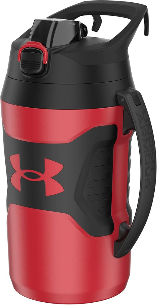 Under Armour Sports Water Jug, 64oz Insulated Water Bottle w/Handle, Half Gallon, Fence Hook, Leak Resistant, Baseball, Football & More