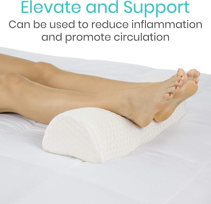 Firm Bolster Pillow - Half Moon Bed Wedge Cushion - Side Sleeper Sleeping Aid for Leg, Hip, Lumbar Roll, Back Knee, Firm Neck Support, Ankle Pain & Body Elevation