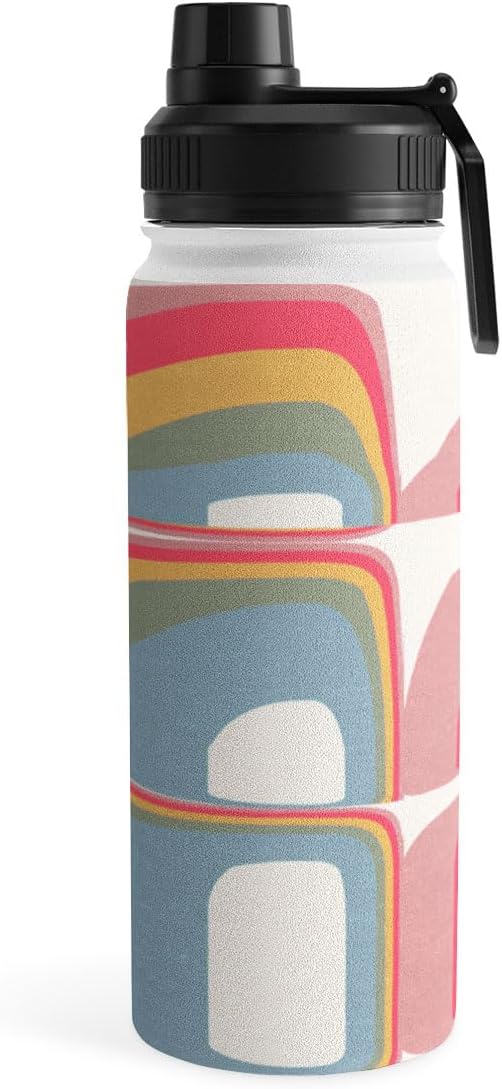 Deny Designs Water Bottle, Sport Lid 18 oz, Emanuela Carratoni Whimsical Rainbow