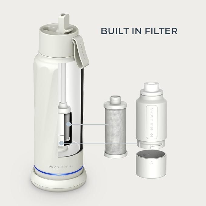 PureSip Vita Smart Water Bottle: BPA-Free Insulated Stainless Steel Bottle, Bluetooth Intake Smart Tracker & Reminder to Drink with Filter & Straw, Ideal Gift for Dad(18 oz)