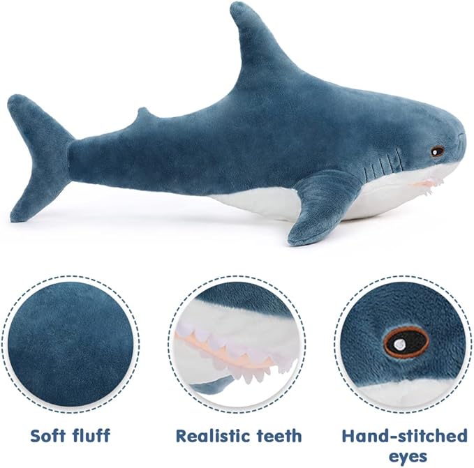 MorisMos Giant Shark Stuffed Animal Shark Plush Toys, Soft Plush Shark Hugging Pillow for Kids, 40 inch