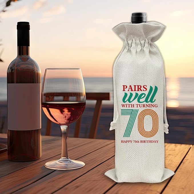 70th Birthday Gifts Wine Bag Congratulations Gifts for Women Men Parents Mom Dad Anniversary 1954 with Time Information Wine Gift Bag