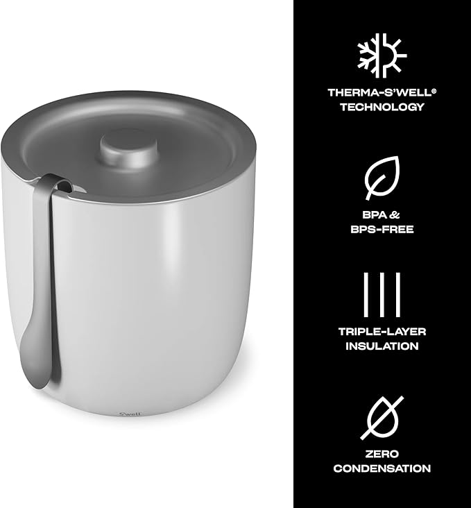 S'well Ice Bucket with Tongs, 68 oz, Angel Food