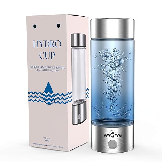 Hydrogen Water Bottle 2024, Hydrogen Water Bottle Generator with SPE PEM Technology Water Ionizer, Three Minute Rapid Electrolysis (Silver)