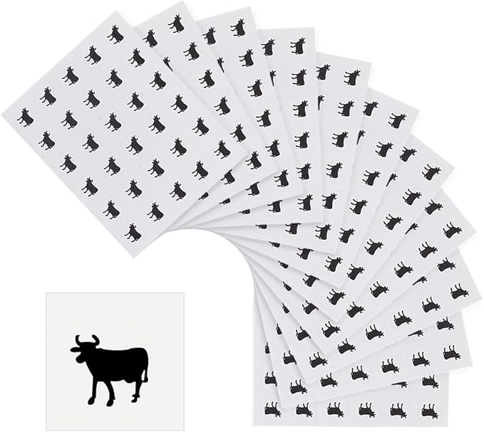 OLYCRAFT 2400pcs Beef Black Meal Stickers 0.4 Inch Cow Wedding Meal Stickers Food Choice Sticker Kitchen Stickers Beef Wedding Meal Indicator Stickers Meal Stickers for Place Card Wedding Supplies