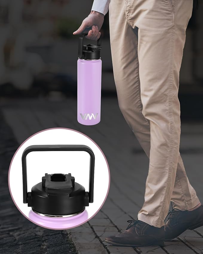 24 Oz Insulated Water Bottle, Stainless Steel Vacuum Double Wall Insulated Thermos, Leak Proof Travel Mug with Straw Lid, for Home and Outdoor