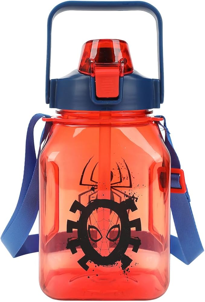 Bioworld Spider-Man Mask & Logo 50 Oz Red Water Bottle With Carrying Strap