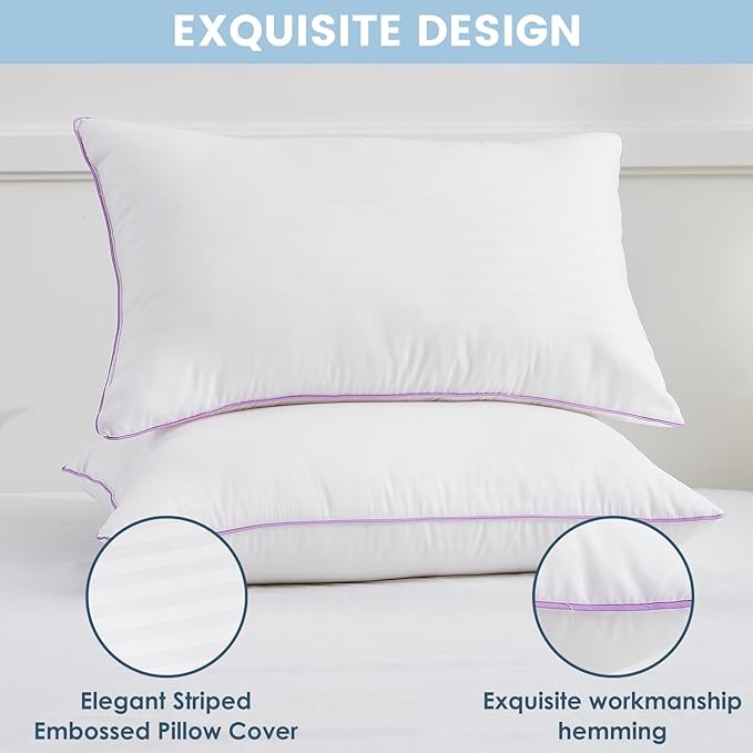 Pillows King Size Set of 4,Breathable Hotel Collection Bed Pillows for Sleeping Medium Firm Down Alternative Microfiber Filled,20 x 36 Inches
