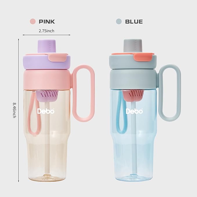 Water Bottle Tritan Material Safe for Health with BPA-Free Straw, Tea Infuser, and Portable Handle The iced coffee tumbler- Easy to Clean and Leakproof - Suitable for Hot and Cold Drinks. (Pink)