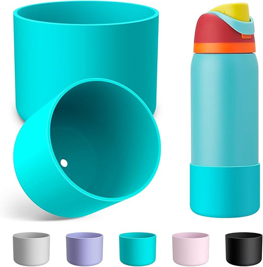 2PCS Silicone Water Bottle Boot for Owala 24oz 32oz 40oz, Anti-Slip Protective Sleeve Bottom Bumper Protector for FreeSip, Twist, and Flip Stainless Steel Water Bottles