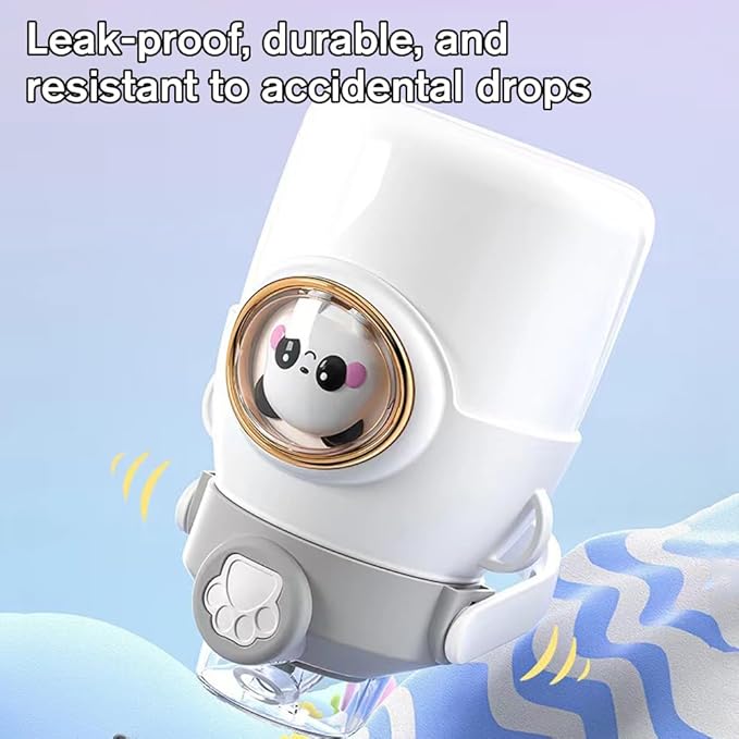 Cute Water Bottle with Strap and Straw 22oz Aesthetic Kawaii Water Bottles BPA-free Leak-proof Insulated Water Bottles for Girls Sports Travel(White), 3.93*6.69 inch