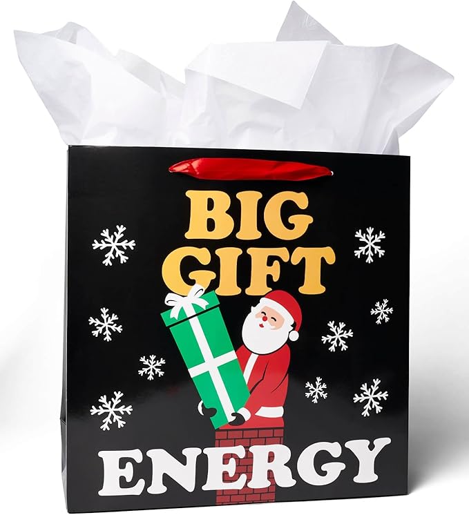 Tipsy Elves Christmas Gift Bags with Included Tissue Paper - Naughty Santa Gift Bags - One Size Only - Pack of 6 Bags