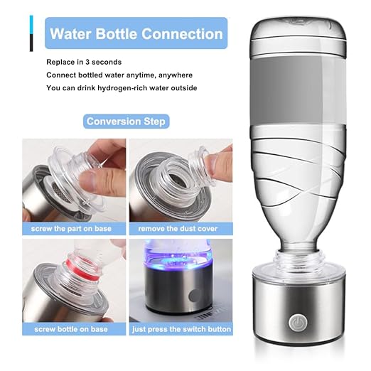 Hydrogen Water Bottle with PEM SPE Technology, Portable Hydrogen Water Bottle Generator, Hydrogen Water Machine for Home, Travel, Work, Gym, Outdoor, Healthy Lifestyle